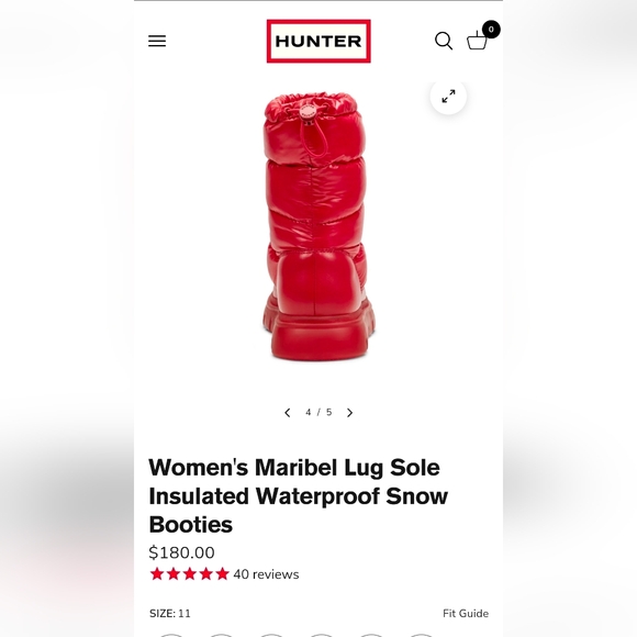 ❤️🔹️HUNTER 🔹️Women's Maribel Lug Sole Insulated Waterproof Snow Booties - Picture 2 of 6